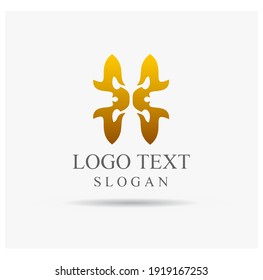 Abstract butterfly gold luxury logo design sign symbol idea for spa, cosmetics, inn. monogram letter BB, WM.