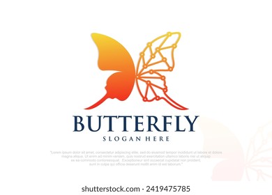 Abstrakter Schmetterling Farbverlauf-Logo-Design-Vorlage . Vektorgrafik .