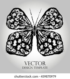 Abstract butterfly with Grunge texture. Modern Shape, badge, logo, icon
