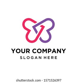 Abstract Butterfly And Heart Logo Design Vector