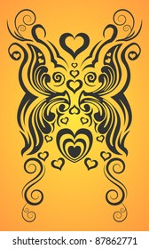 abstract butterfly and heart tribal tattoo