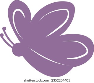 Abstract butterfly icon design on white background. Logo illustration for business purposes. The logo is purple. Butterfly silhouette icon banner. Sweet and modern minimalistic image