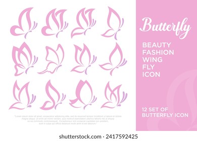 Abstract butterfly icon set logo design template . Vector illustration .