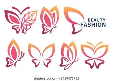 Abstract butterfly icon set logo design template . Vector illustration .