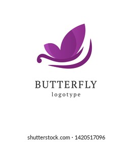 Abstract Butterfly illustration. Manicure, styling, haircut, makeup, stylist, fashion logo design. Model agency, Women's beauty salon, massage, cosmetic vector logotype template.