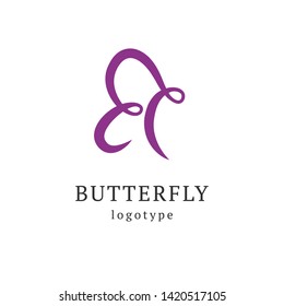 Abstract Butterfly illustration. Manicure, styling, haircut, makeup, stylist, fashion logo design. Model agency, Women's beauty salon, massage, cosmetic vector logotype template.