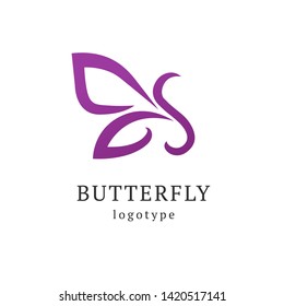 Abstract Butterfly illustration. Manicure, styling, haircut, makeup, stylist, fashion logo design. Model agency, Women's beauty salon, massage, cosmetic vector logotype template.