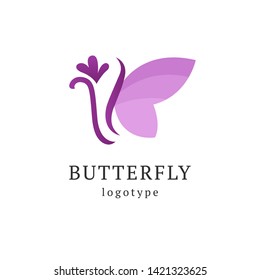 Simple Pink Beautiful Butterfly Vector Logo Stock Vector (Royalty Free ...