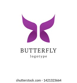 Abstract Butterfly illustration. Manicure, styling, haircut, makeup, stylist, fashion logo design. Model agency, Women's beauty salon, massage, cosmetic vector logotype template.