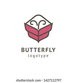 Abstract Butterfly illustration. Manicure, styling, haircut, makeup, stylist, fashion logo design. Model agency, Women's beauty salon, massage, cosmetic vector logotype template.