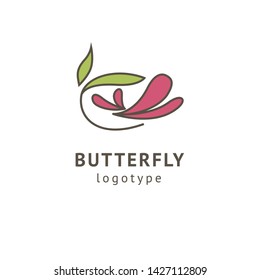 Abstract Butterfly illustration. Manicure, styling, haircut, makeup, stylist, fashion logo design. Model agency, Women's beauty salon, massage, cosmetic vector logotype template.