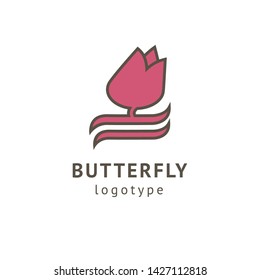 Abstract Butterfly illustration. Manicure, styling, haircut, makeup, stylist, fashion logo design. Model agency, Women's beauty salon, massage, cosmetic vector logotype template.