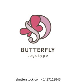 Abstract Butterfly illustration. Manicure, styling, haircut, makeup, stylist, fashion logo design. Model agency, Women's beauty salon, massage, cosmetic vector logotype template.