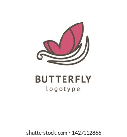 Abstract Butterfly illustration. Manicure, styling, haircut, makeup, stylist, fashion logo design. Model agency, Women's beauty salon, massage, cosmetic vector logotype template.