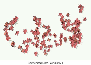 Abstract butterfly illustrations background. Cartoon style vector graphic.