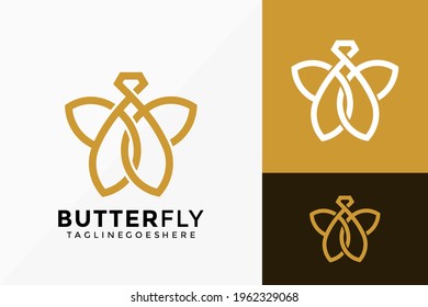 Abstract Butterfly Jewellery Logo Vector Design. Brand Identity emblem, designs concept, logos, logotype element for template.