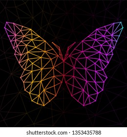 Abstract butterfly of lines and dots, polygonal geometric structure. Vector design