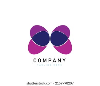 Resumen del logotipo de la mariposa. Blue Overlay Doble Water Drops aisladas en fondo blanco. Usable para logotipos empresariales, sanitarios, médicos y naturales. Elemento de plantilla de diseño de logotipo de vectores planos