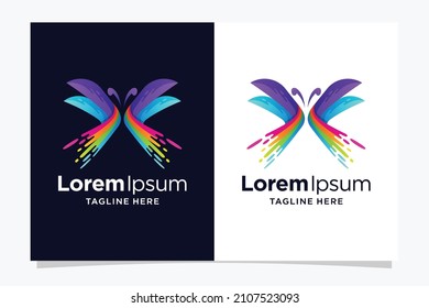 abstract butterfly logo with brush concept