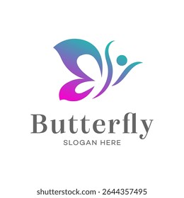 Gradiente Abstractas del diseño del logotipo de la mariposa, alas, libertad, vuelo, belleza