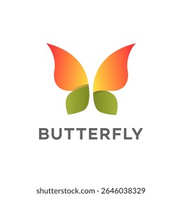 Abstract Butterfly Logo Design Gradient Wings, Green Body, Nature