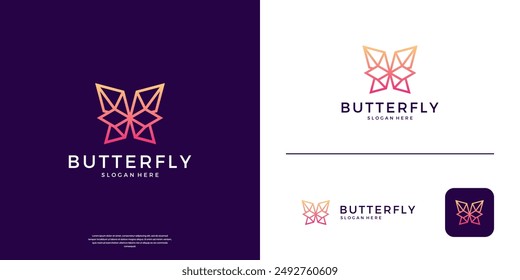 Abstract butterfly logo design template.
