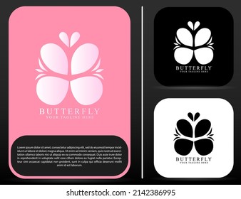abstract butterfly logo icon with colorful color gradation
