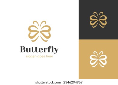 Resumen Diseño del logotipo de la mariposa para joyas, símbolos de la naturaleza cosmética y belleza