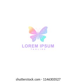 abstract butterfly logo, low poly design with gradient color