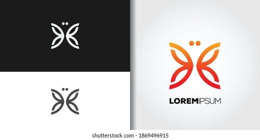 abstract butterfly logo set idea template vector