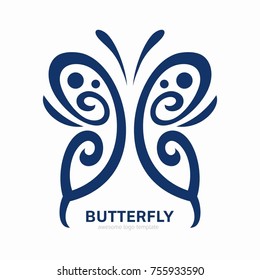 Abstract Butterfly logo template. Awesome logo for beauty, fashion, women.
