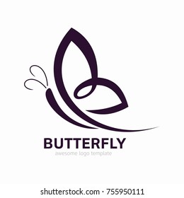 Abstract Butterfly logo template. Awesome logo for beauty, fashion, women. 