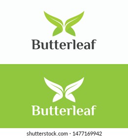 Abstract Butterfly logo template combine with leaf. simple Vector logo illustration.