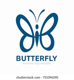Abstract Butterfly logo template. simple Vector logo illustration.
