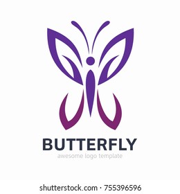 Abstract Butterfly logo template. simple Vector logo illustration.
