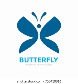Abstract Butterfly logo template. simple Vector logo illustration.