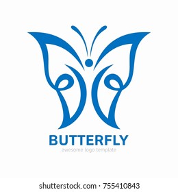 Abstract Butterfly logo template. simple Vector logo illustration.
