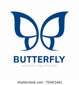 Abstract Butterfly logo template. simple Vector logo illustration.