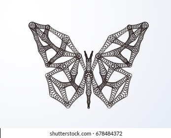 Abstract butterfly made of repeated geometric shapes. Vector art