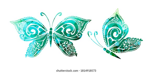 The abstract butterfly is multicolored. Vector illustration