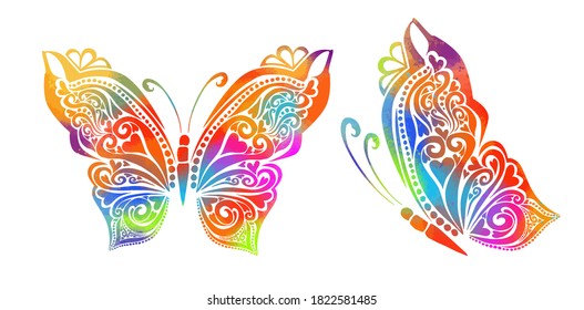 The abstract butterfly is multicolored. Vector illustration