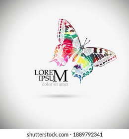 The abstract butterfly is multicolored. Vector illustration