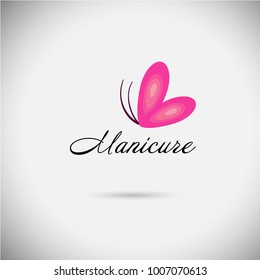 Abstract butterfly from nails. Logo manicure. Vector
