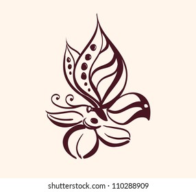 Abstract butterfly on flower vector illustration  isolated