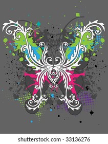 The abstract butterfly on grunge  background