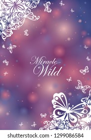 Abstract butterfly on magical purple background vector background for decoration on advertising design.