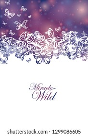 Abstract butterfly on magical purple background vector background for decoration on advertising design.