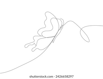 Abstract butterfly one line art design. Vector simple butterfly line art design.