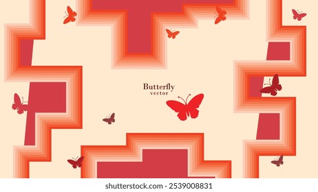 Abstract Butterfly Pattern with Geometric Design and retro style