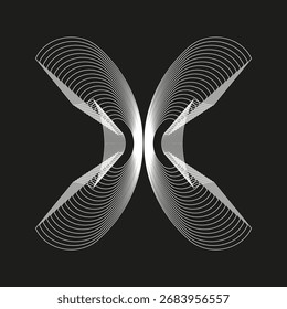 Abstract butterfly pattern. Geometric line shapes. Symmetrical motion Vector. Graphic design element. EPS 10.